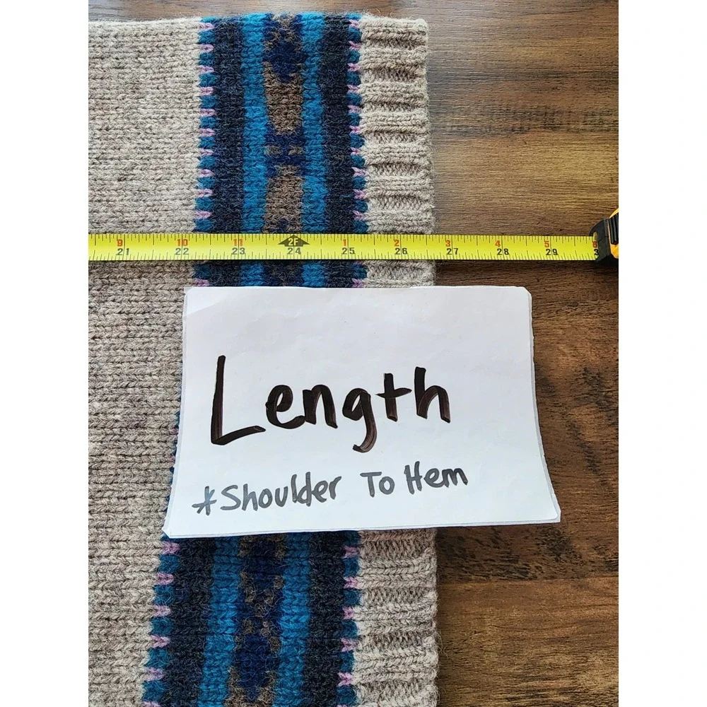 Vintage Sweater Fair Isle Womens Wool Apres Ski Cabin Nordic Heavy Thick Medium